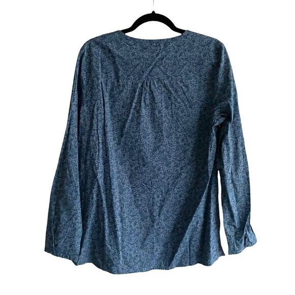 LIBERTY ART FABRICS Cotton Floral Print Popover Blouse Blue M - Picture 4 of 7